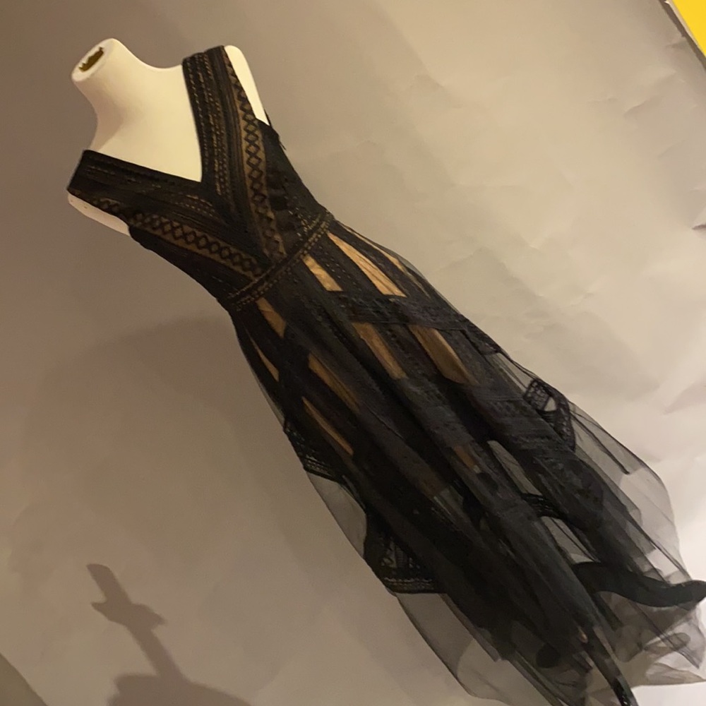 Black net lace prom dress XS